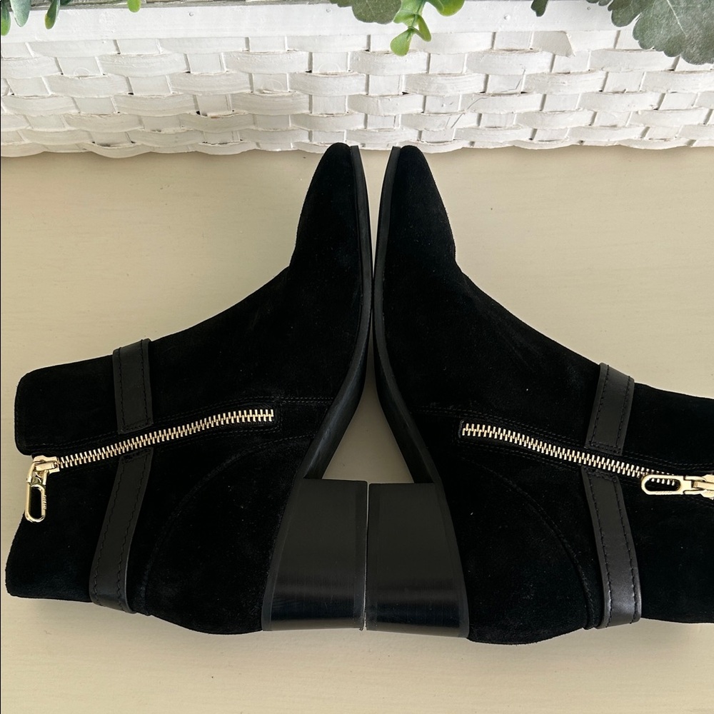 Talbots Black Suede Ankle Booties with Buckle - Picture 6 of 8